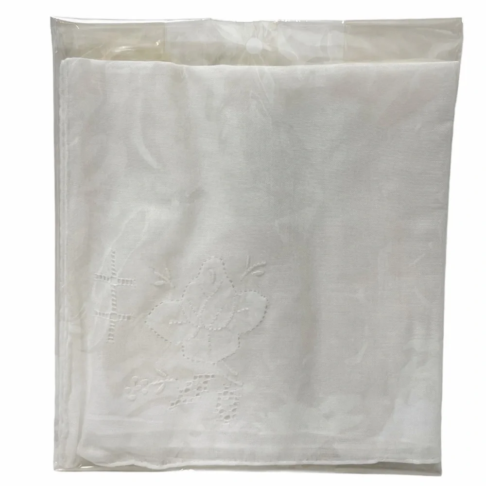 Vintage Hankerchief Hand Embroidered Cotton Linen Flower Embroidery Hand Crafted